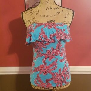 Lilly Pulitzer Strapless Ruffle Top Size Xsmall